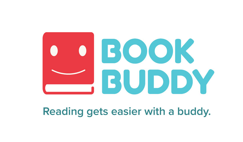 logo for Book Buddy with tagline: Reading gets easier with a buddy