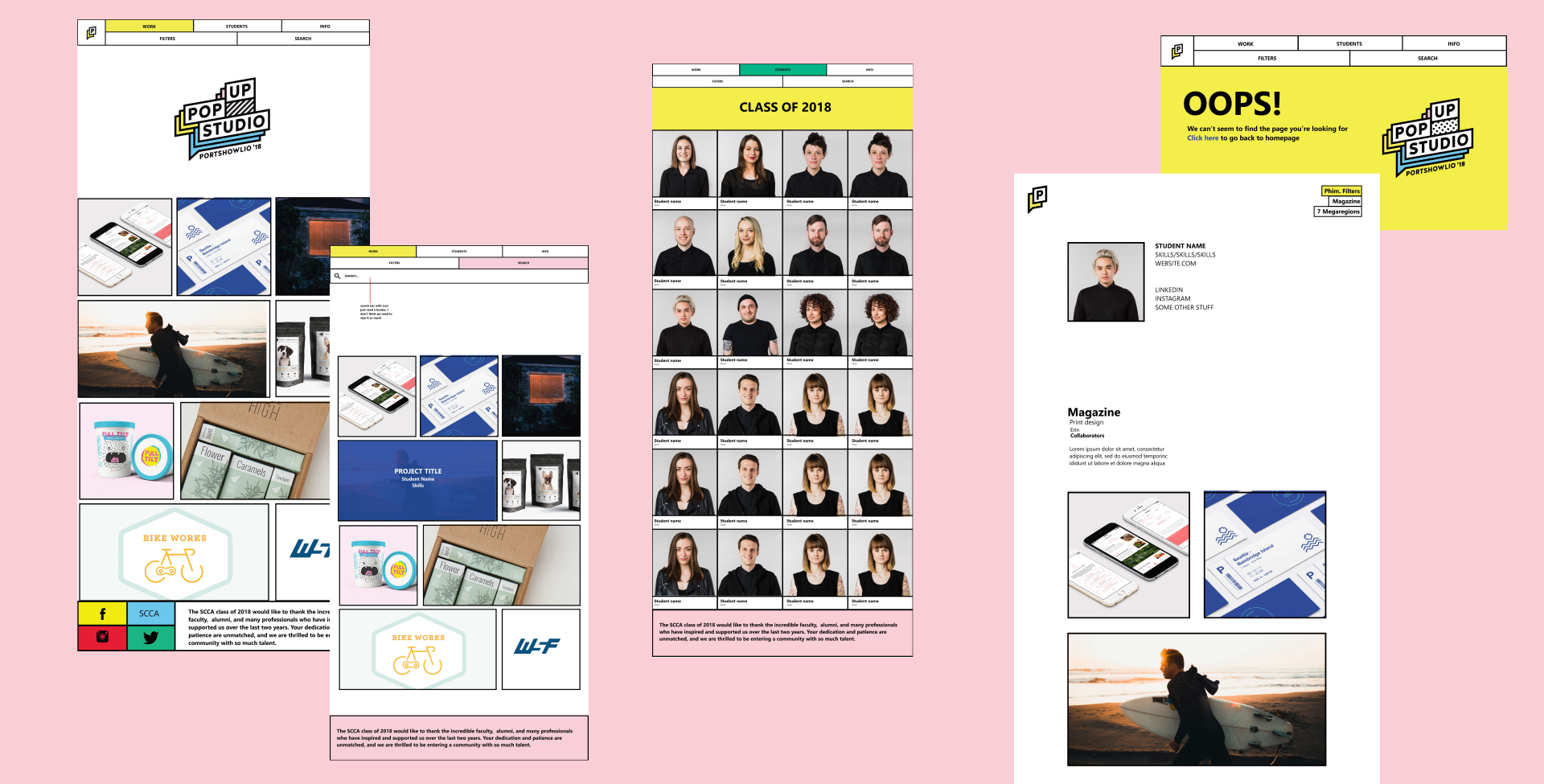 images of site comps and concept designs for 2018 Portshowlio